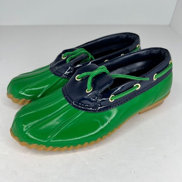 Lauren Ralph Lauren Shoes - Lauren Ralph Lauren Womens Makenna Green Navy Blue Lace Up Size 7B Boat Shoes